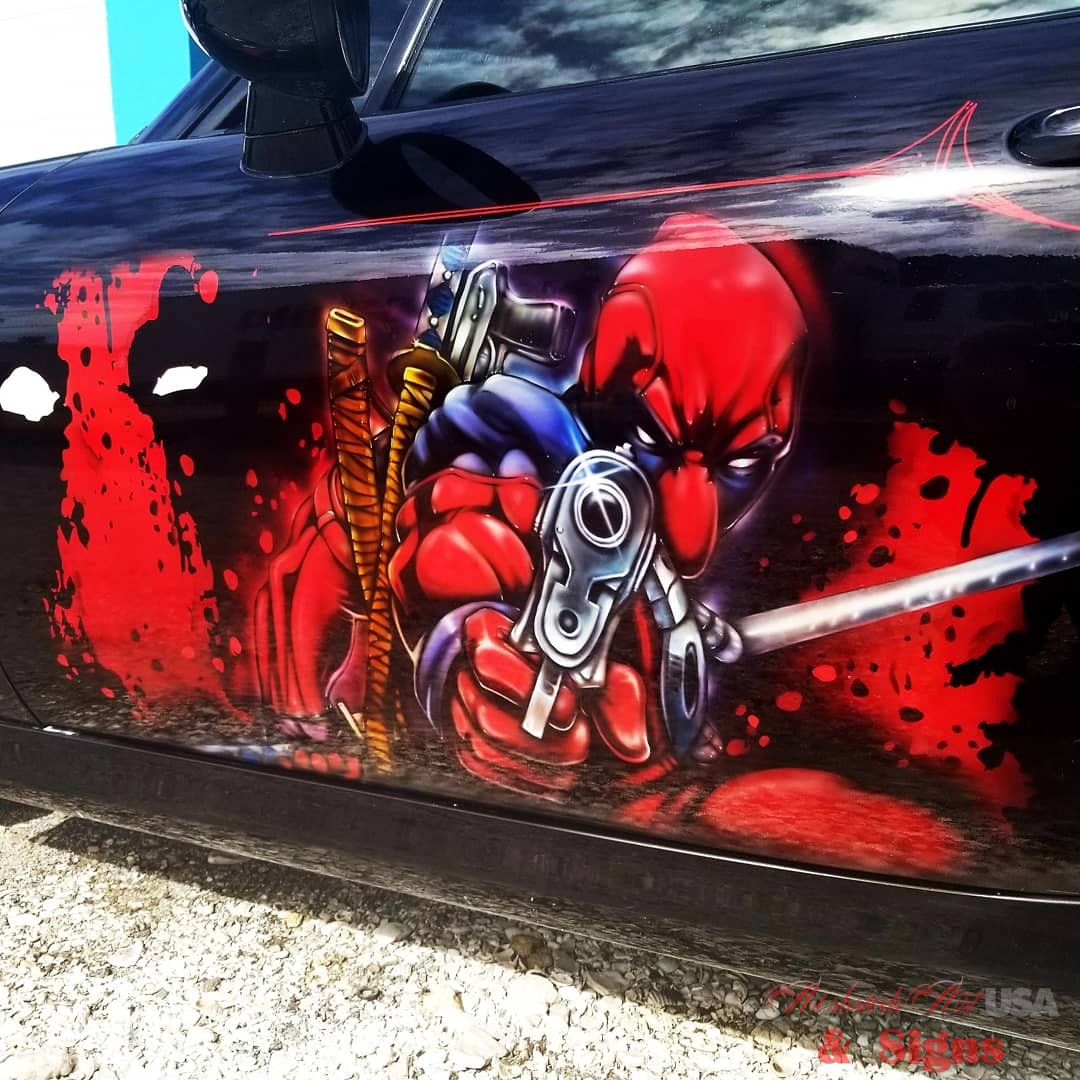 Deadpool Themed Car ⋆ Airbrush Art USA & Signs